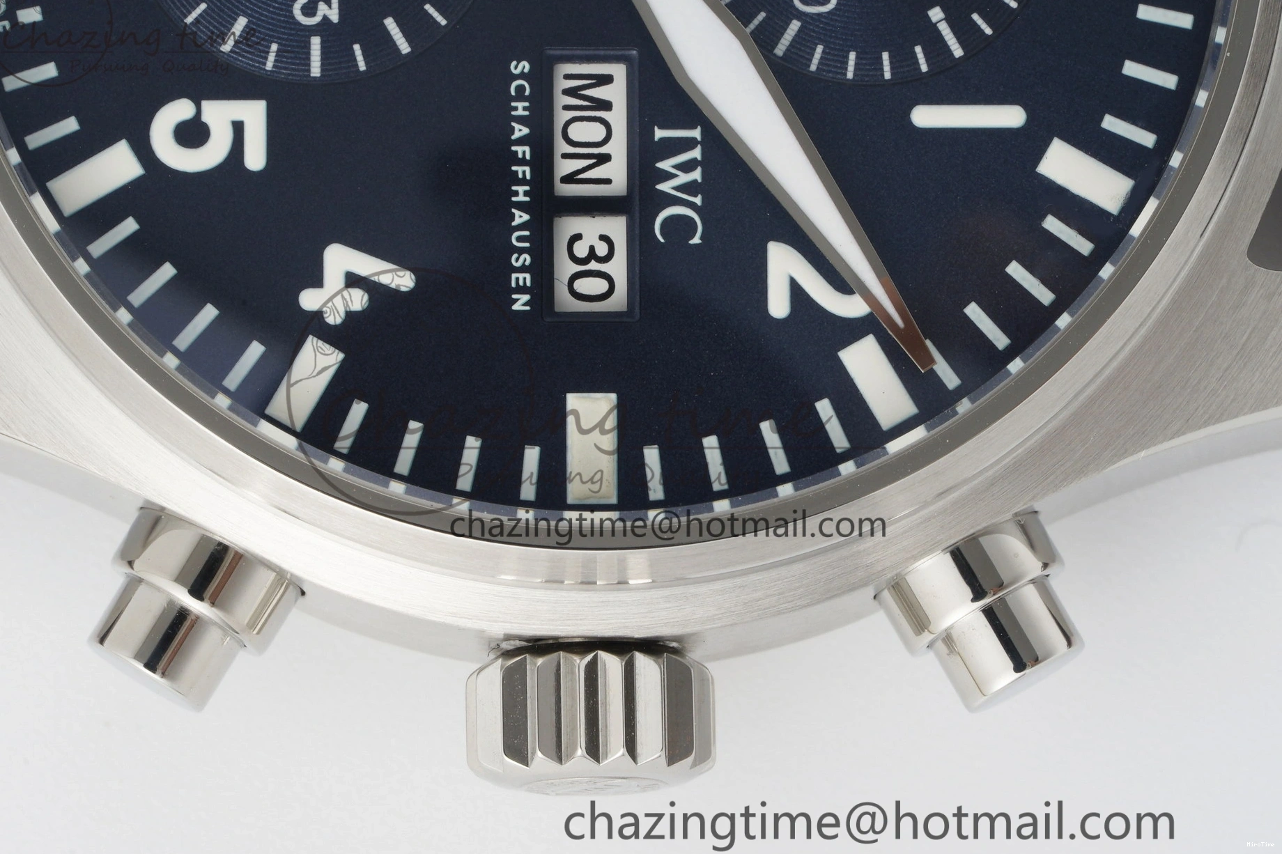MIROTIME 0520 Pilot Chrono SS AZF 1:1 Best Edition Blue Dial on Brown Leather Strap A TimelessDesign 7060